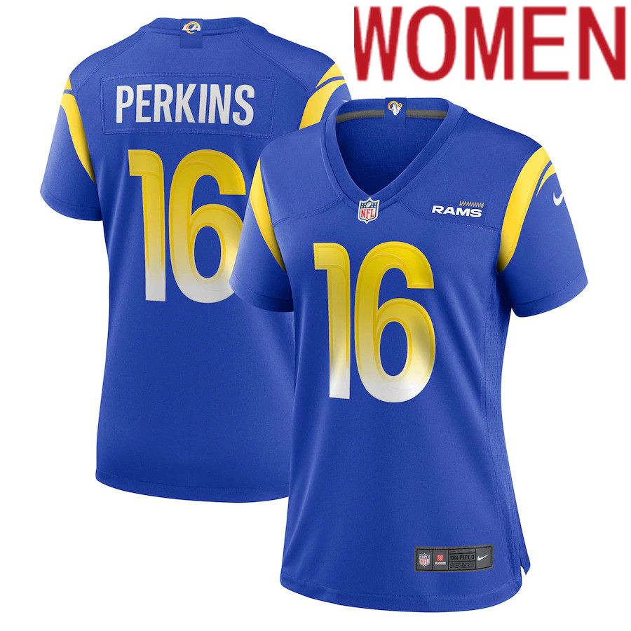 Women Los Angeles Rams #16 Bryce Perkins Nike Royal Game Player NFL Jersey->women nfl jersey->Women Jersey